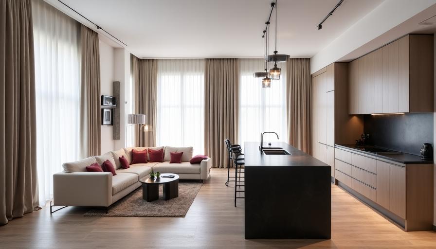 Interno di un appartamento romano con un mix di materiali naturali e finiture di lusso