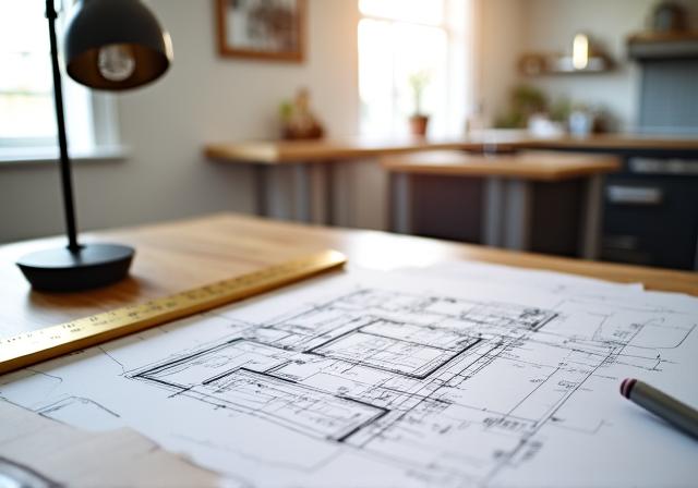 Piantina architettonica di un ufficio moderno con spazi aperti e zone private