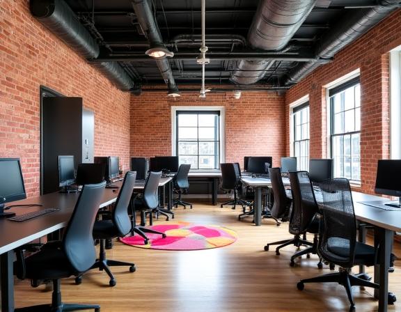Ufficio open space moderno e industriale
